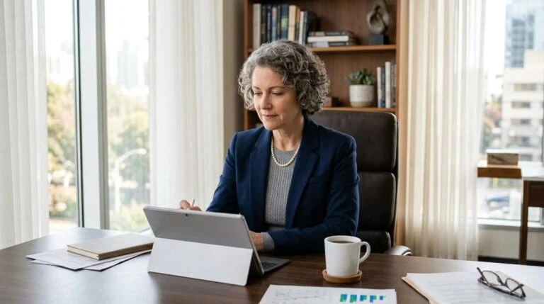 Pessoa analisando opções de investimento para aposentadoria em um notebook com gráficos financeiros na tela